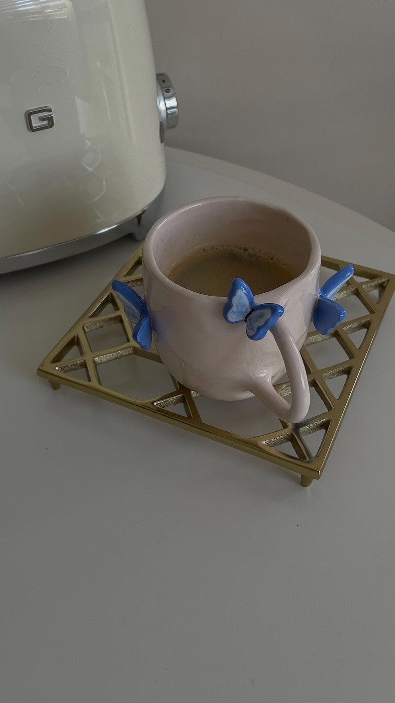 PRE-ORDER | butterfly handmade ceramic mug 3D | 250 ml | handmade coffee mug with butterflies, unique valentines gift, cute aesthetic mug image 7