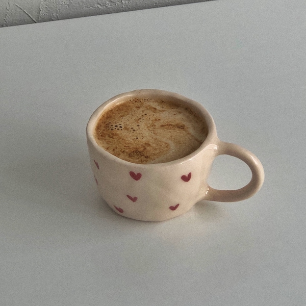 Mug en céramique ily - 250 ml | tasse à café faite main, grande tasse, cadeau unique fait main pour la fête des mères, jolie tasse esthétique en céramique, cadeau pour elle (une tasse)
