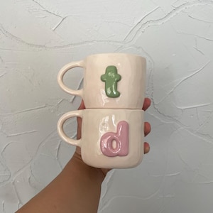 Taza con carta de pedido anticipado / taza de cerámica hecha a mano / 200 ml / tazas de café hechas a mano, regalo hecho a mano, taza de cerámica de regalo única, taza estética linda
