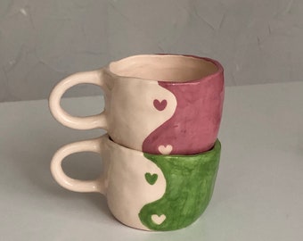 yin yang handmade ceramic mug | 200 ml | handmade coffee mugs, handmade gift, unique valentines gift pottery mug, cute aesthetic mug