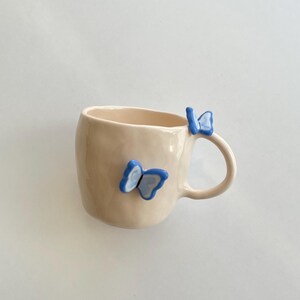 PRE-ORDER | butterfly handmade ceramic mug 3D | 250 ml | handmade coffee mug with butterflies, unique valentines gift, cute aesthetic mug image 2