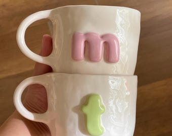 Handmade Letter Mug | Mug with Initials, Unique Coffee Mug (250 ml)