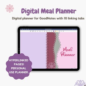 Digital Planner- Meal Planner, Shopping Lists, Recipes, Inventory Pages, hyperlinks. Use with Goodnotes, Noteshelf, or Notability