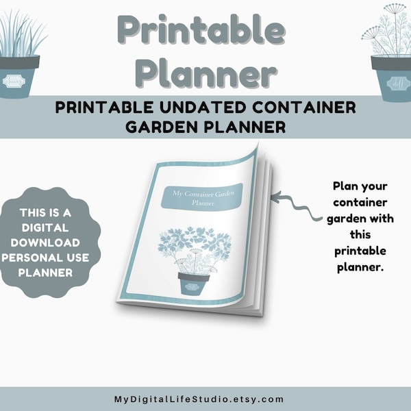 Printable Container Garden Planner | Weekly | Budget | Pest Control | Plan your garden | Digital Download for personal use.