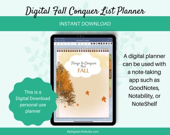 Digital Fall Conquer List Planner | Hyperlinked | Bucket Lists | Notes Pages | Use with Goodnotes | For Personal Use