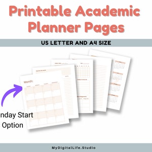 Beige | Minimalist | Printable | Undated | Academic | Planner | Pages | Printable | Reusable | Daily | Monthly | For Personal Use