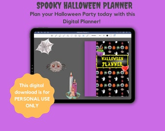 Digital Planner- Halloween Planner, Party planning, digital stickers, hyperlinks. Use with Goodnotes, Noteshelf, or Notability Purple