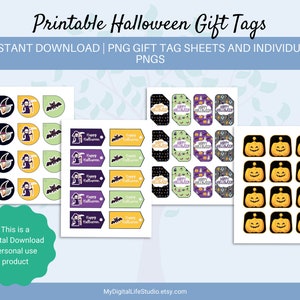 Halloween tags | printable Halloween gift tags | digital gift tags | halloween tag png | For Personal Use