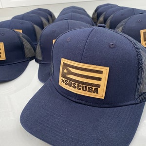 Personalized Leather Patch Hat, Engraved with your Name, Logo, Company Brand, Text