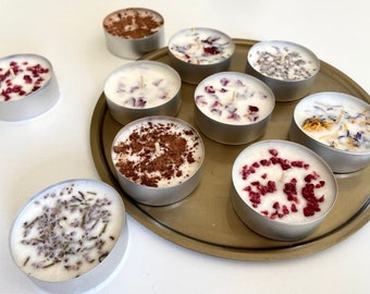 Große Teelichter, Duft Teelichter Kerzen Sojawachs, 5er Pack, 10er Pack, 15 Soja Handgemachte Teelichter, Ritual Teelicht Kerzen