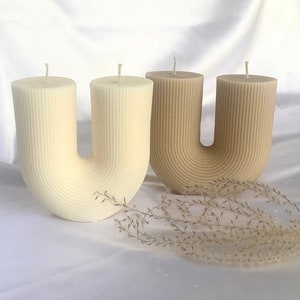 Modern candle, Large U Shaped Candle, Ribbed Aesthetic Candle, Pillar Candle,  Arch Sculpture Candle, Soy candle, Gift For Her Candle
