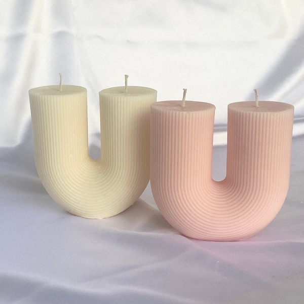 Modern candle, U Shaped Candle, Ribbed Aesthetic Candle, Large U Candle, Pillar Candle,  Arch Sculpture Candle, Soy candle, Gift Candle