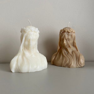 Bougie de dame voilée, bougie de sculpture de buste, bougie de femme vierge