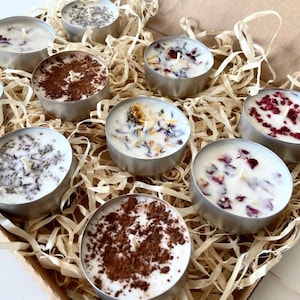Grandes velas de luz de té perfumadas con pétalos de flores, velas de luz de té vegana con aroma floral, paquete de 5, 10, 15 luces de té hechas a mano de soja