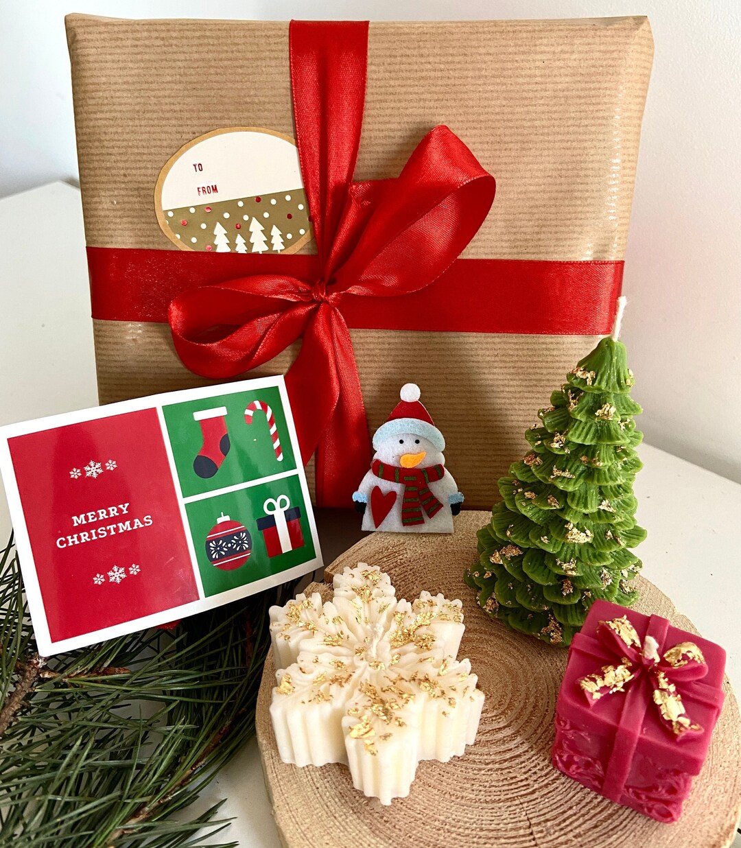 Christmas Candle Set Christmas Gift Holiday Candle Festive Etsy