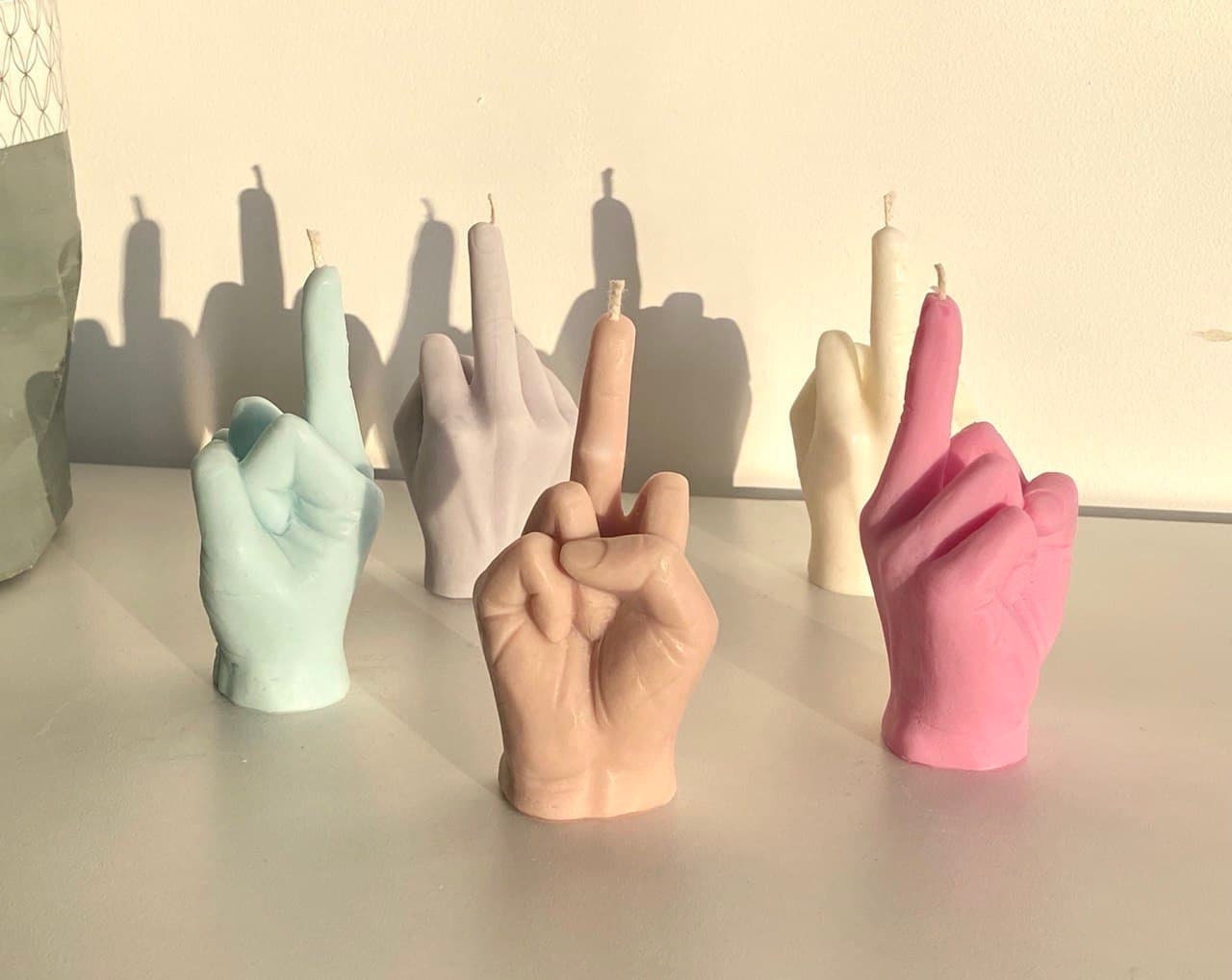 CandleHand Hand Gesture Candle - Middle Finger White by 54 Celsius