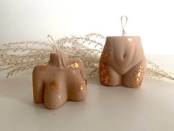 Ass Candle and Titty Candle with Gold Flakes, Booty Candle, Body Positivity, Woman Torso Candle, soy candle, Candle Gift, Sexy candle