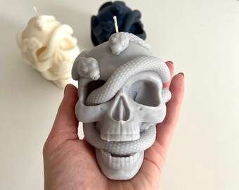 Skull Candle, Gothic Witch Candle, Homemade soy candle, Candle Gift, Halloween candle, Human Skull Candle, Skeleton Sculpture Candle