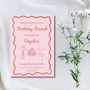 Brunch Invitation, Brunch Flyer, Birthday Flyer, Editable Birthday Brunch Invite, Birthday Brunch Invitation, Adult Party Invitation