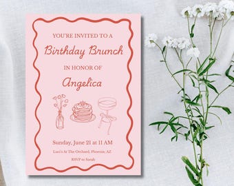 Brunch Invitation, Brunch Flyer, Birthday Flyer, Editable Birthday Brunch Invite, Birthday Brunch Invitation, Adult Party Invitation