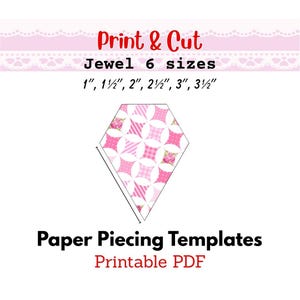 Druckbare Jewel-Paper-Piecing-Vorlagen, 6 Größen (PDF)