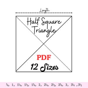 Printable Half Square Triangle Templates – 12 Sizes PDF