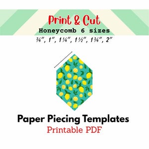 Printable Honeycomb Paper Piecing Templates, 6 Sizes PDF