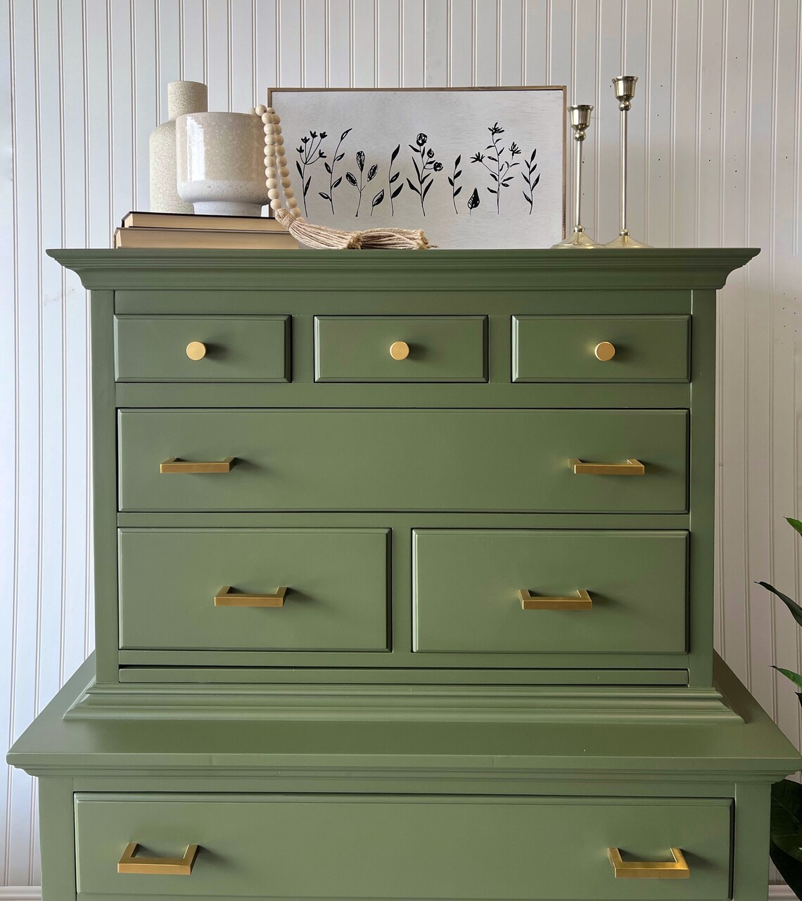 SOLD Olive Green Tallboy Dresser Modern Solid Wood Bedroom - Etsy