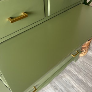 SOLD Olive Green Tallboy Dresser Modern Solid Wood Bedroom - Etsy