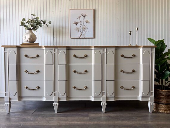 beige modern dresser Four Hands Boa 6 Drawer Dresser