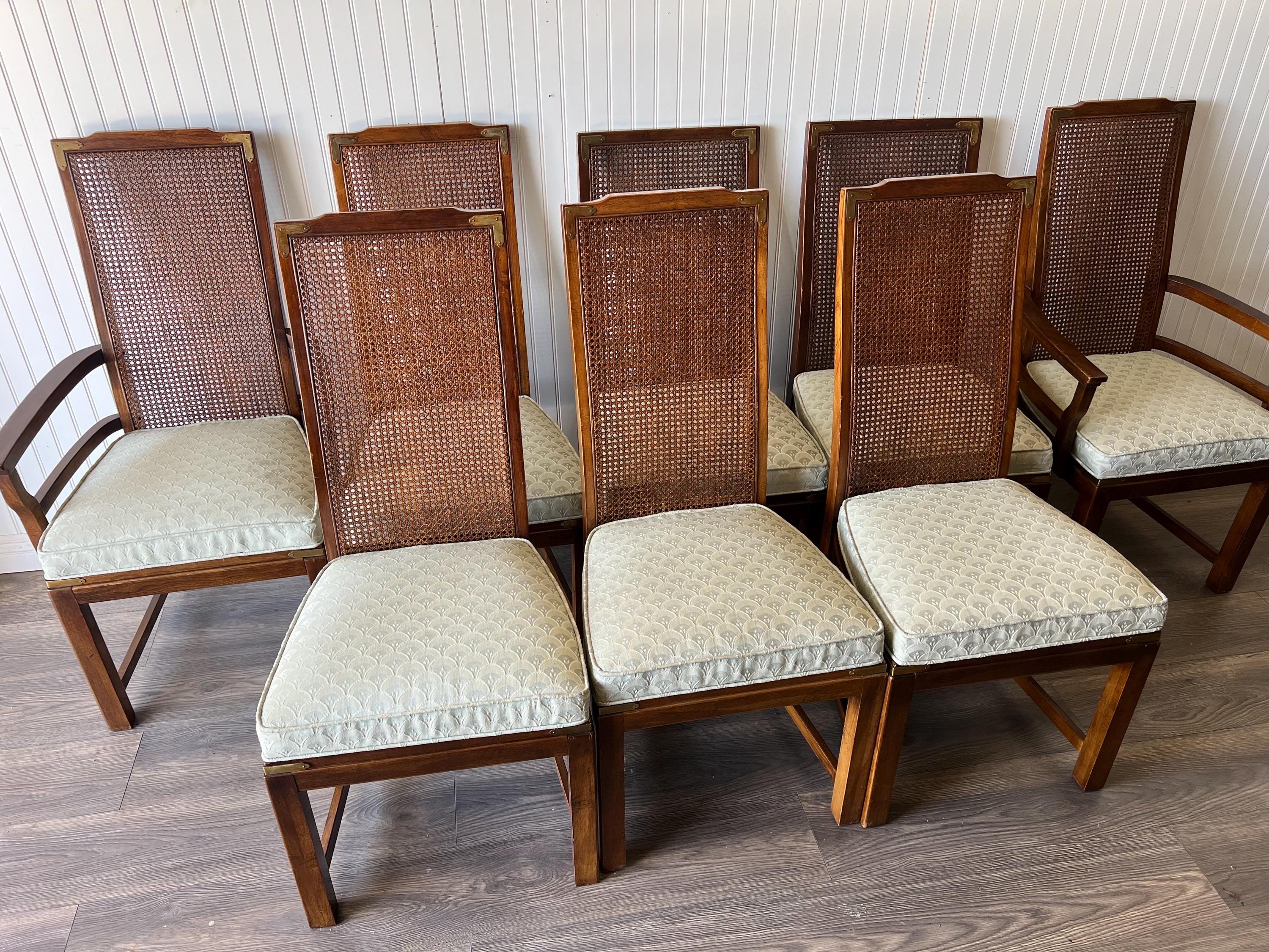 Lane Mid Century Modern Campaign Style Cane Set of 8 Dining Chairs MCM Modern Farmhouse Country Cottage Etsy