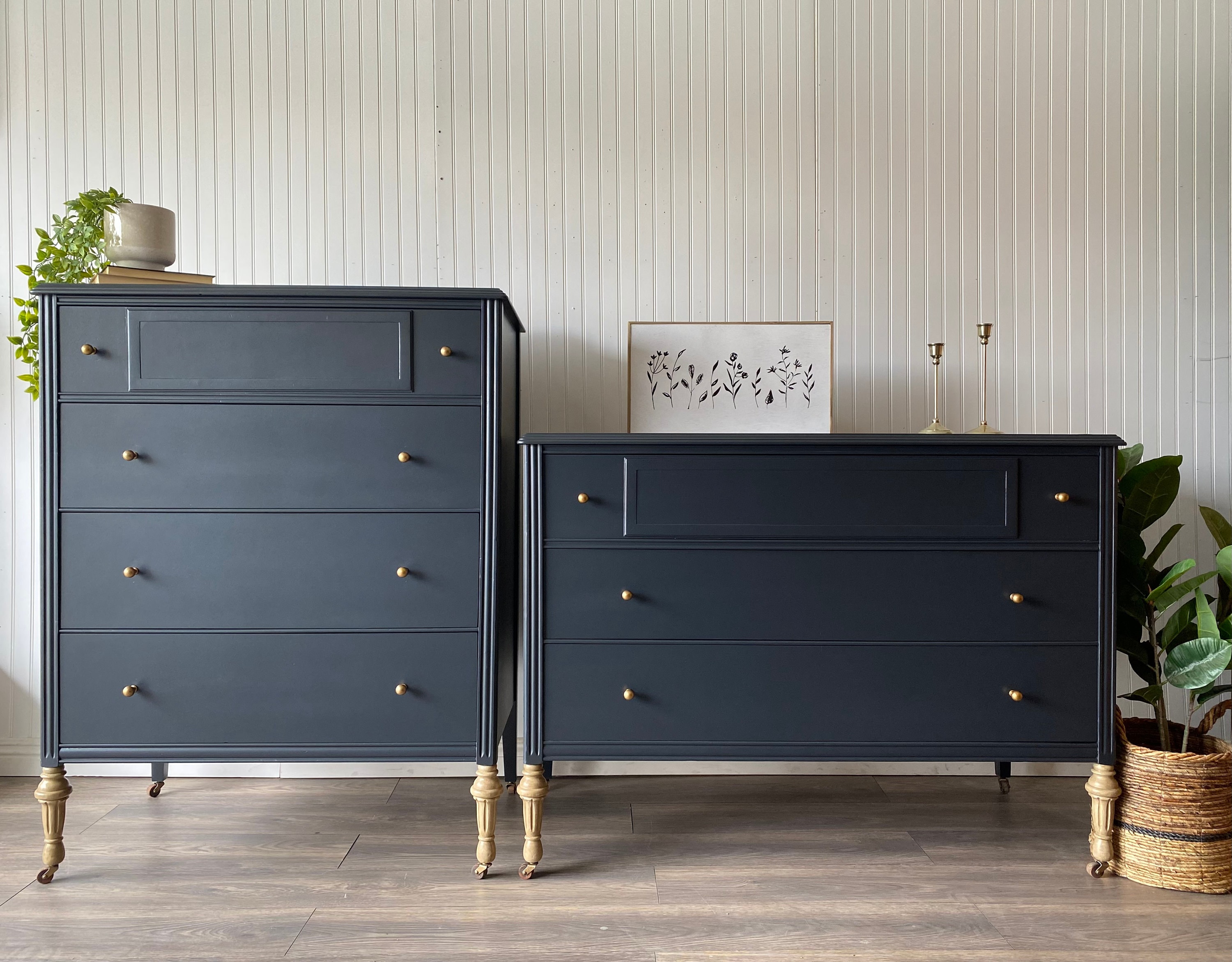 SOLD • Vintage Dark Blue/ Gray Chest of Drawers Dresser Nursery Room ...
