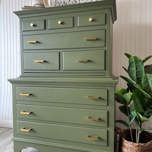 SOLD Olive Green Tallboy Dresser Modern Solid Wood Bedroom - Etsy