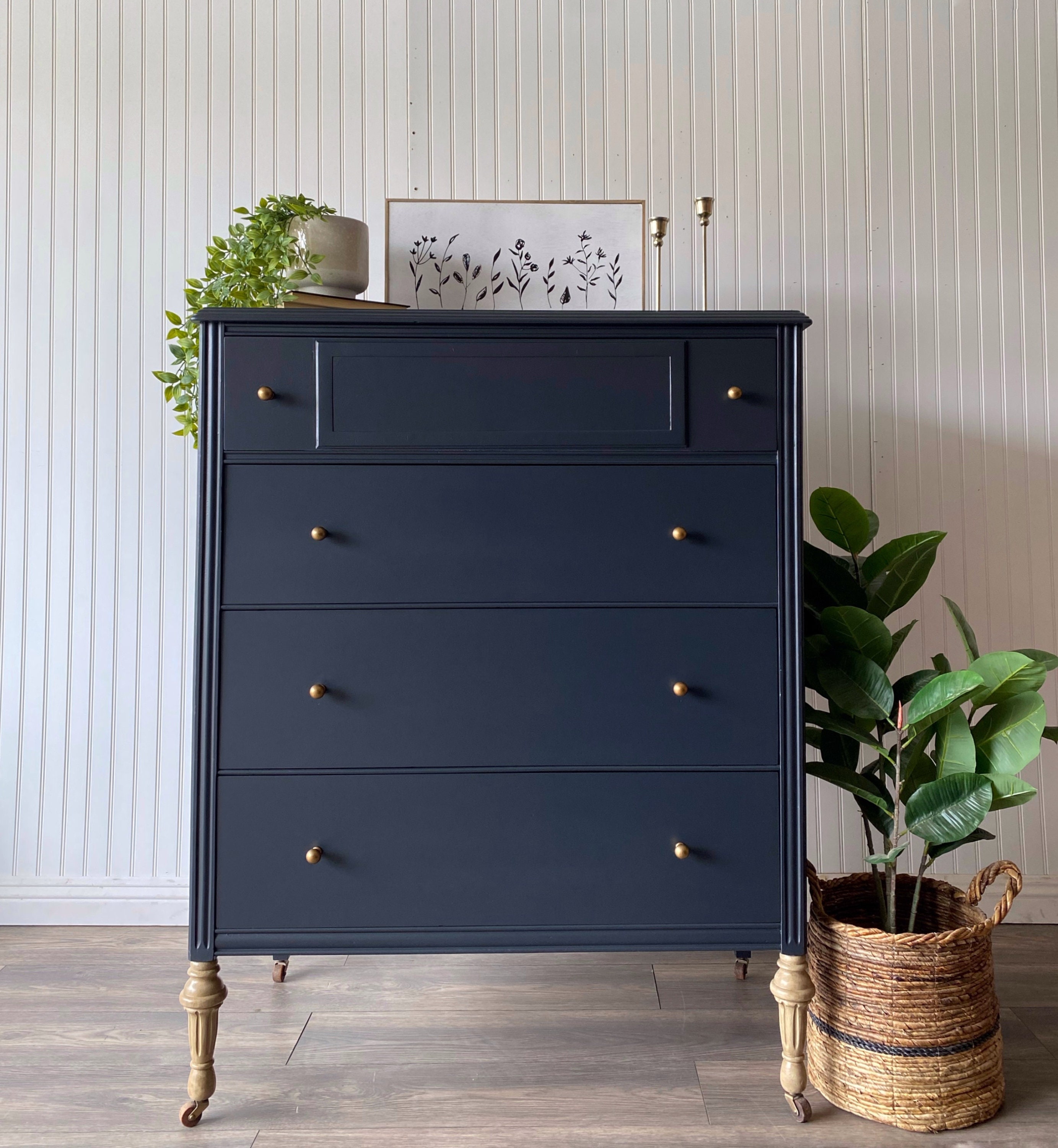 SOLD  Vintage Dark Blue/ Gray Chest of Drawers Dresser Nursery Room Kids  Boys Room Modern Bedroom Set - Etsy