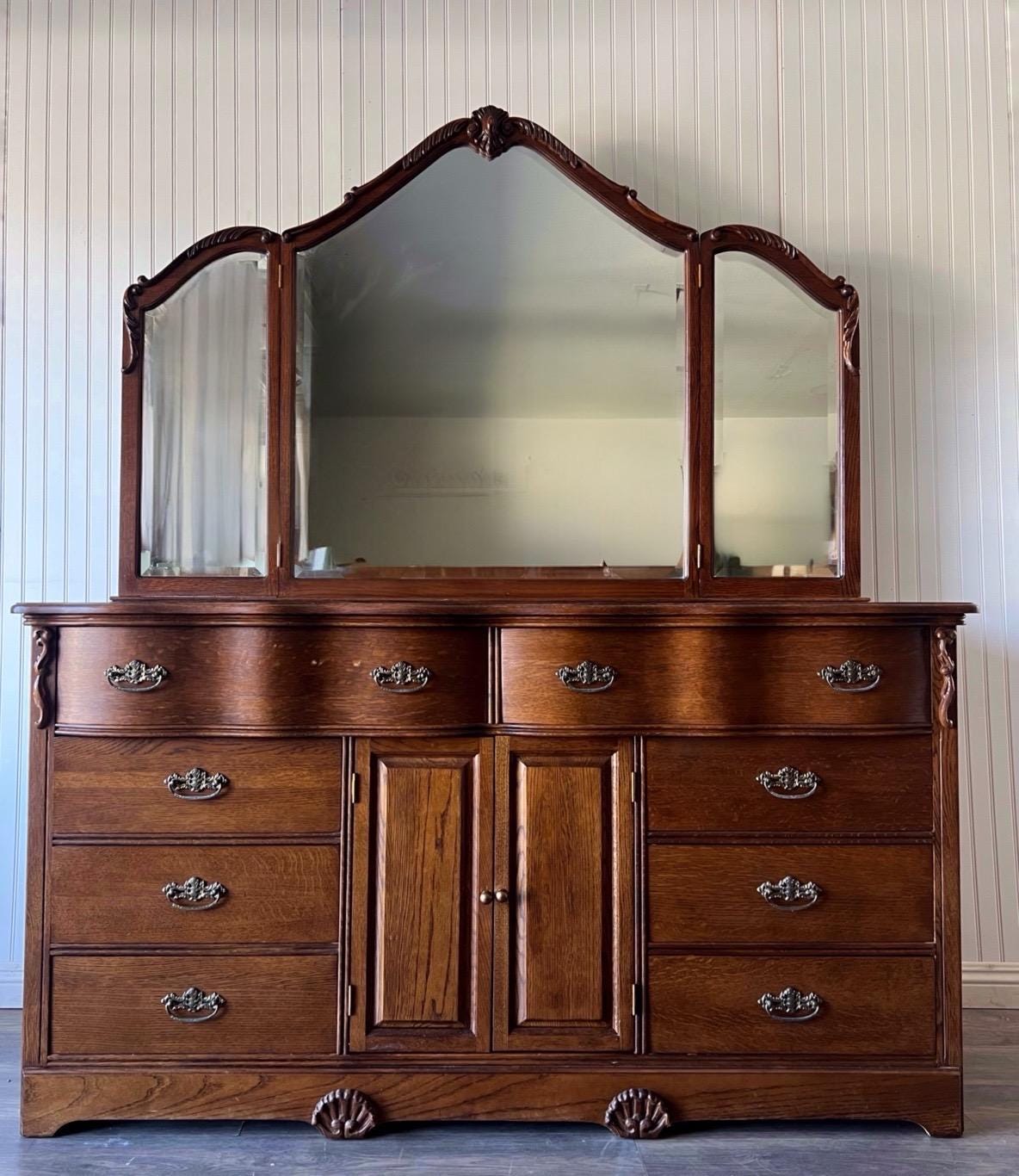 Antique Dresser With Mirror Refurbished - Etsy