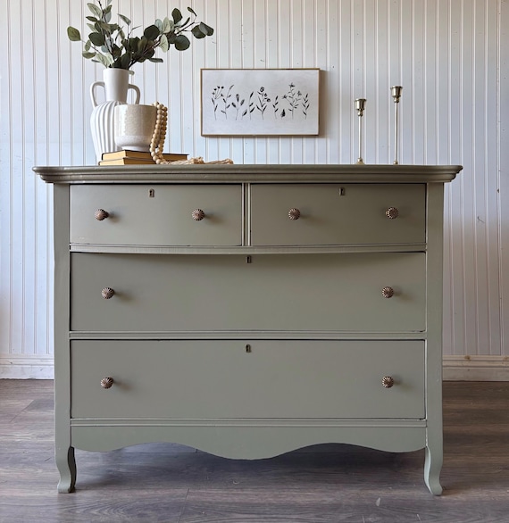 shabby chic green dresser Henley Scalloped Edge 3 Drawer Dresser, Sage Green main image 1