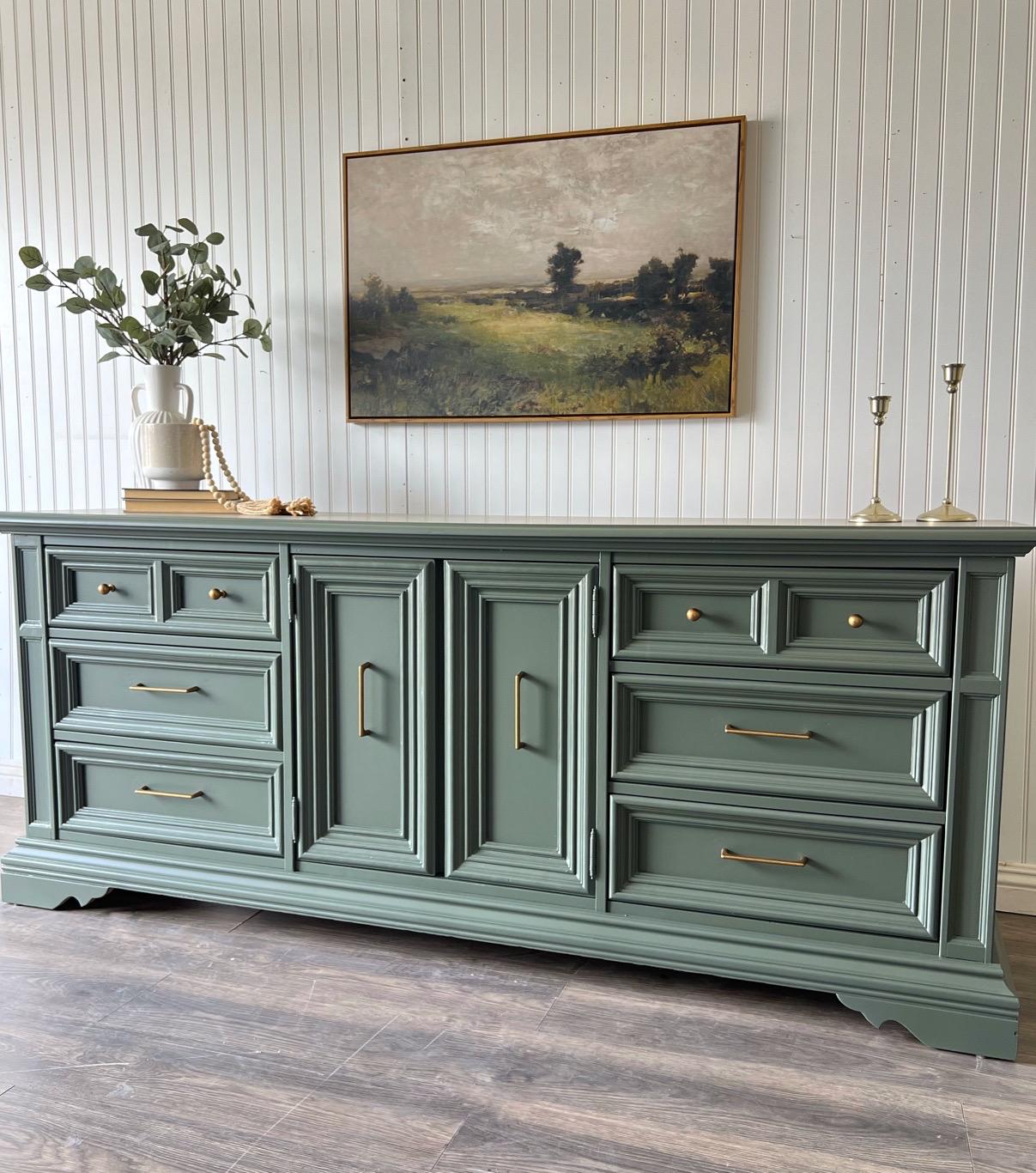 green emerald velvet dress Horizon 6 Drawer Dresser