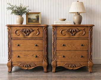 Solid Wood Oak Bedroom Furniture Nightstands Set Carved Wood Designs Oakwood Interiors