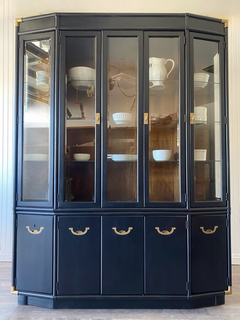 Mid Century Modern Drexel Accolade Campaign Style China Cabinet MCM ...
