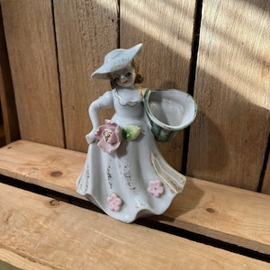 Vintage Southern Belle Ceramic Lady in Dress Figurine