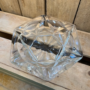 Vintage Medium Clear Cut Glass Cigar Ashtray Home Decor