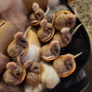 Felted Sleeping Mouse in a Walnut Shell. Needlefelted. Miniature ...