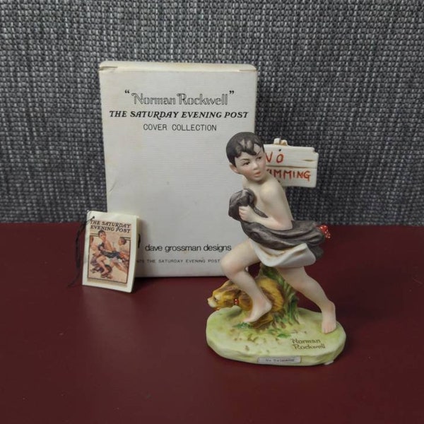 Figurine de Norman Rockwell « No Swimming » Saturday Evening Post 4 juin 1921, par Dave Grossman Designs, en boîte