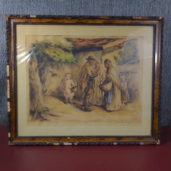 19th Century Original Work By Imre Revesz In A Solid Wood Antique Frame