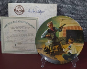 Norman Rockwell plate "The Banjo Player" from the Edwin M Knowles China Co.  Limited edition, in box