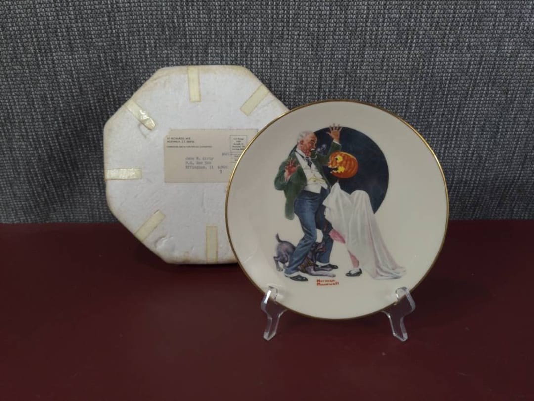 Norman Rockwell Plate trick or Treat Saturday Etsy
