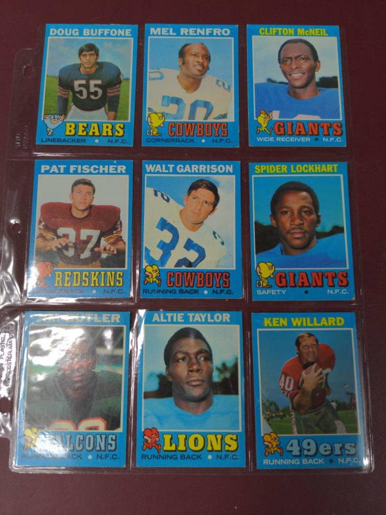 54 Assorted Vintage Football Cards 1960s and 70s Etsy