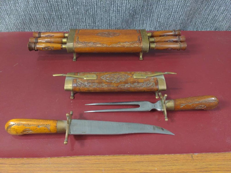 Indian Carving Set With Wood Sheaths Etsy