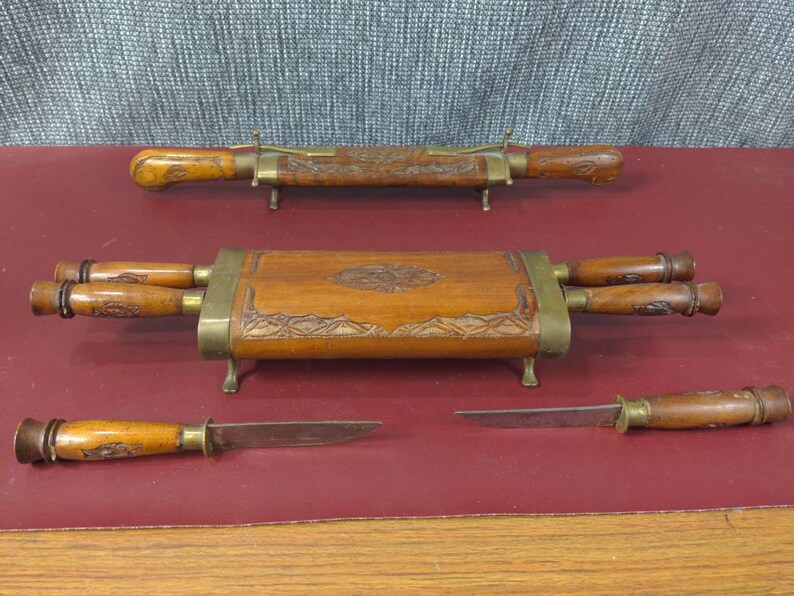 Indian Carving Set With Wood Sheaths Etsy