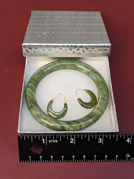 Heavy solid Jade bracelet and matching earrings